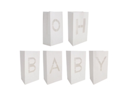 6 Bolsas De Papel Decorativas Luminosas Oh Baby Para Baby Shower Y Cumpleaños