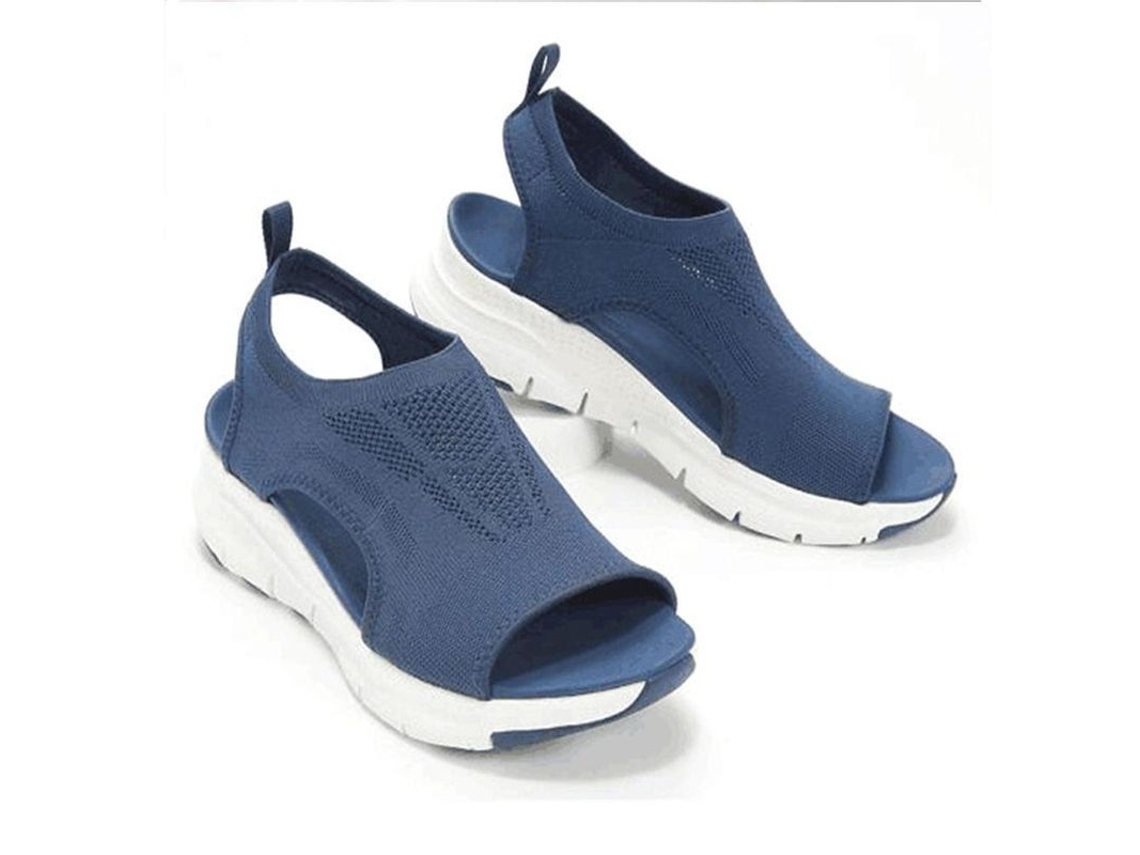 2026-sandalias De Playa Con Suela Gruesa Para Mujer Cuero Suaves Anchitas Para Compras Conducir Caminar 36 Azul