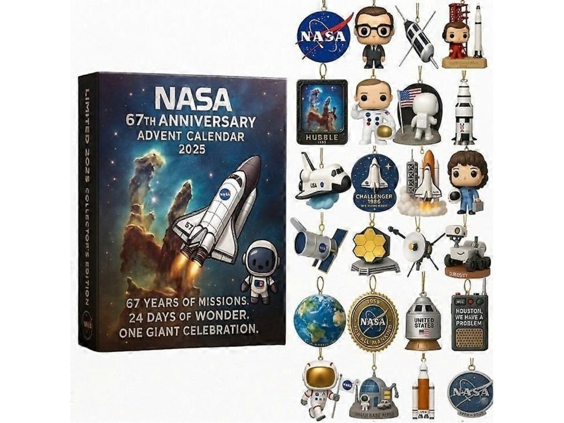 Calendario De Adviento Navideño 2025 Acrílico Decoración Regalos Sorpresa Día 24 Aniversario De La Nasa