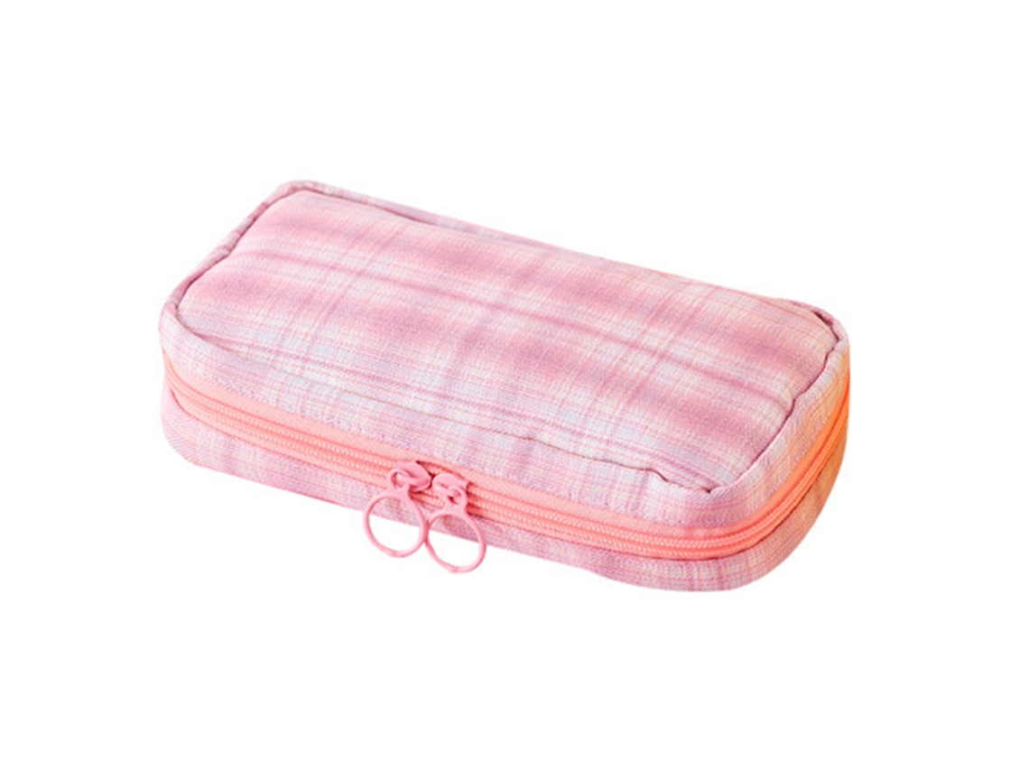 Estuche Grande De Lápices De Tela Estampada Con Bolsillos De Malla Cremallera Suave Para Colegio Oficina Viaje Negro Té