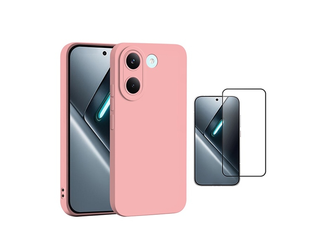 Kit Vidro Temperado Capa Silicone Líquido Phonecare Para Xiaomi Poco X8 Pro - Rosa