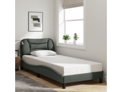 Estructura De Cama Sin Colchón Tela Gris Oscuro 90x200 Cm
