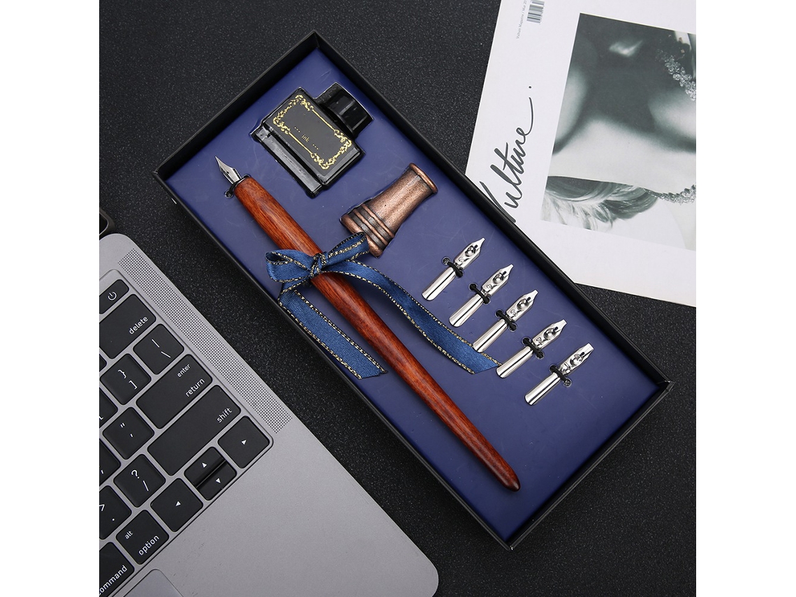Pluma Para Caligrafía Y Dibujo Con Puntas Y Tinta - Regalo De Calidad