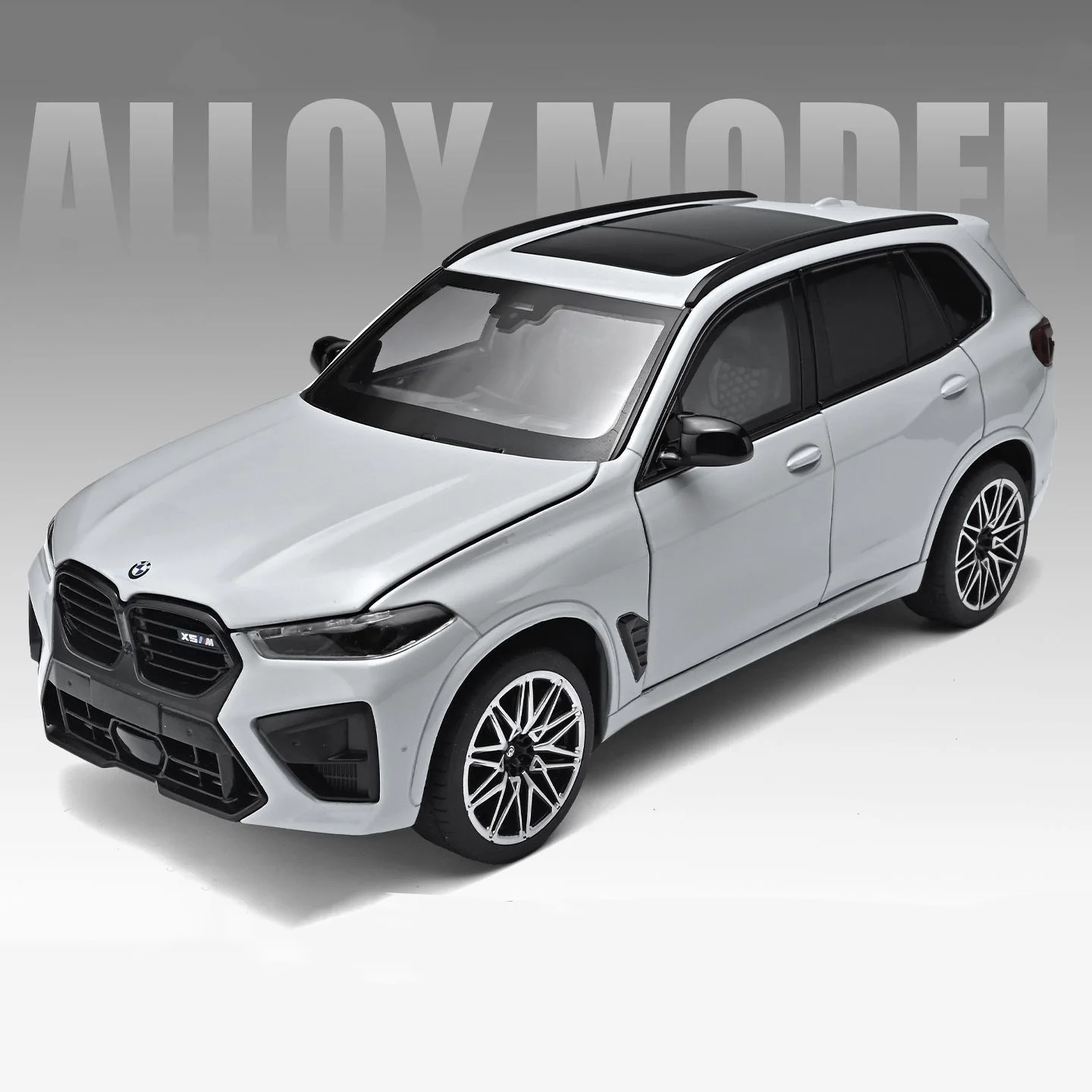 (gris) Coche De Juguete A Escala 1:24, Fabricado En Aleación De Metal Fundido A Presión, Con Efectos De Sonido Y Luz.