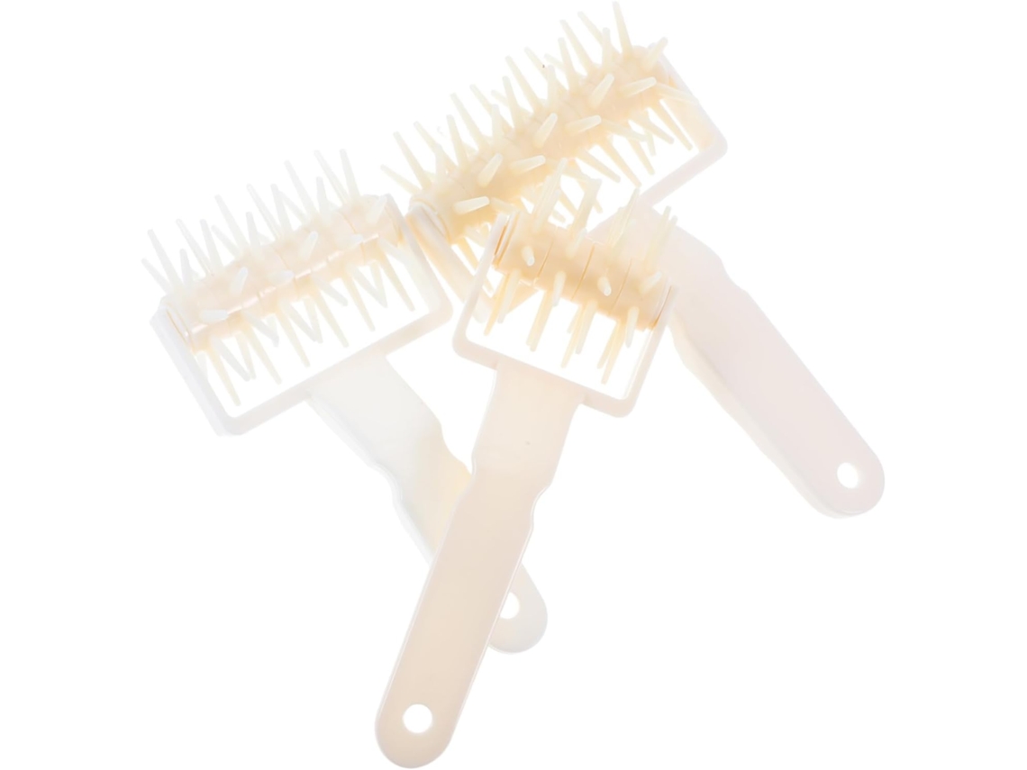 Juego de 3 utensilios para amasar: rodillo de plástico y rueda puntiaguda. Ideales para masa de pizza o pan. Duraderos y fáciles de limpiar.