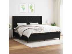 Cama Box Spring Con Colchón Tela Negro 200x200 Cm