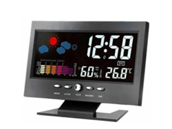 Reloj meteorológico digital con pantalla inteligente, medidor de temperatura y humedad inalámbrico, calendario de pantalla grande y alarma.