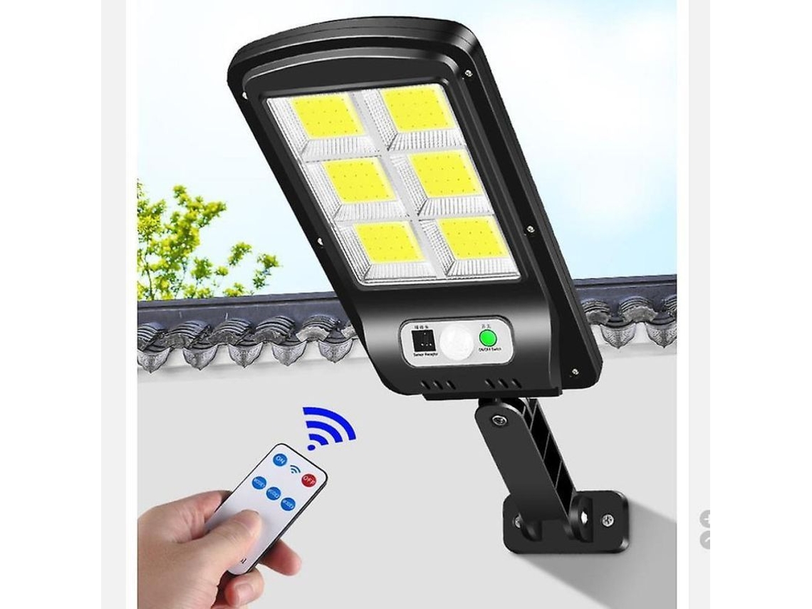 Farola Solar Led Para Exteriores, Ideal Para Jardín, Con Control Remoto, 120 Cob, Color Negro, Sznlarge, 6 Lados.