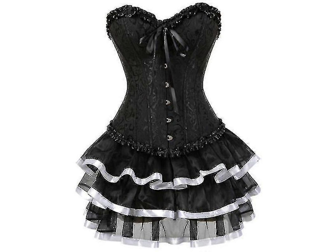 Corsés Sexys De Tallas Grandes Para Mujer, Disfraz De Burlesque, Minifalda Tutú Sobre El Busto, Conjunto De Brocado.