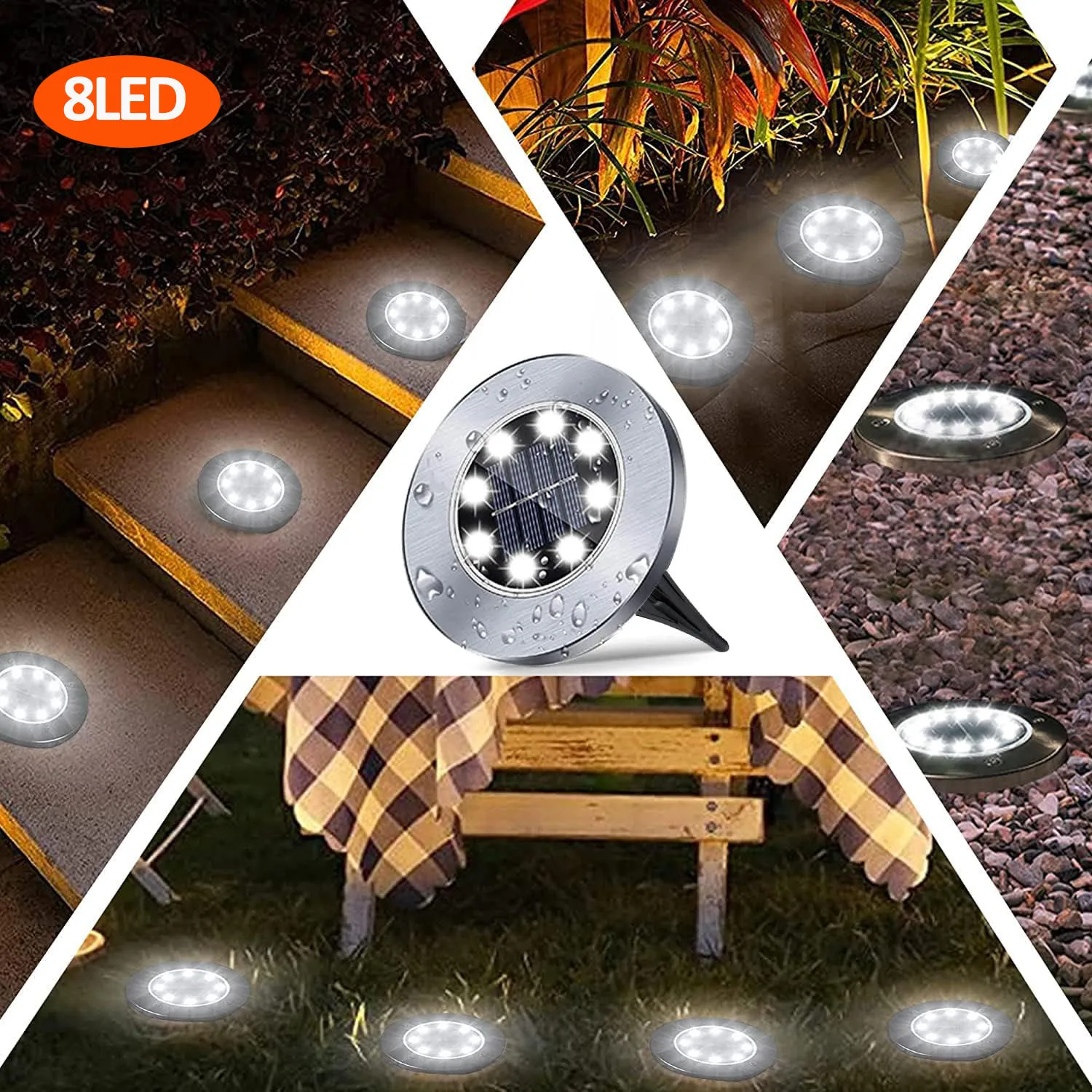 Luces solares de suelo con 8/20 LED, impermeables, para decoración de jardines, caminos, patios o porches. Aeuzwr