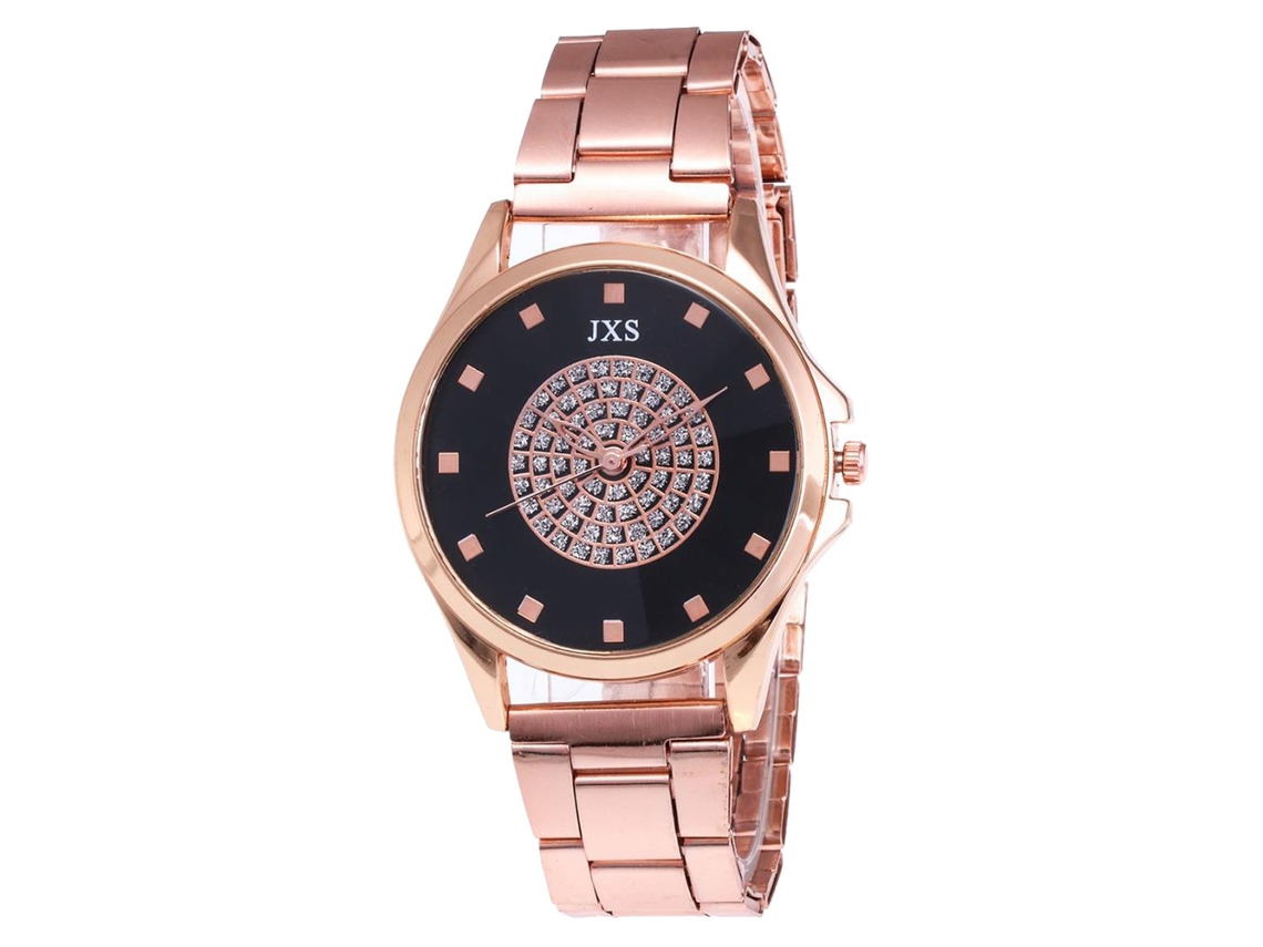Reloj De Pulsera Redondo De Cuarzo Para Mujer, Color Oro Rosa, Con Piedras Brillantes J45