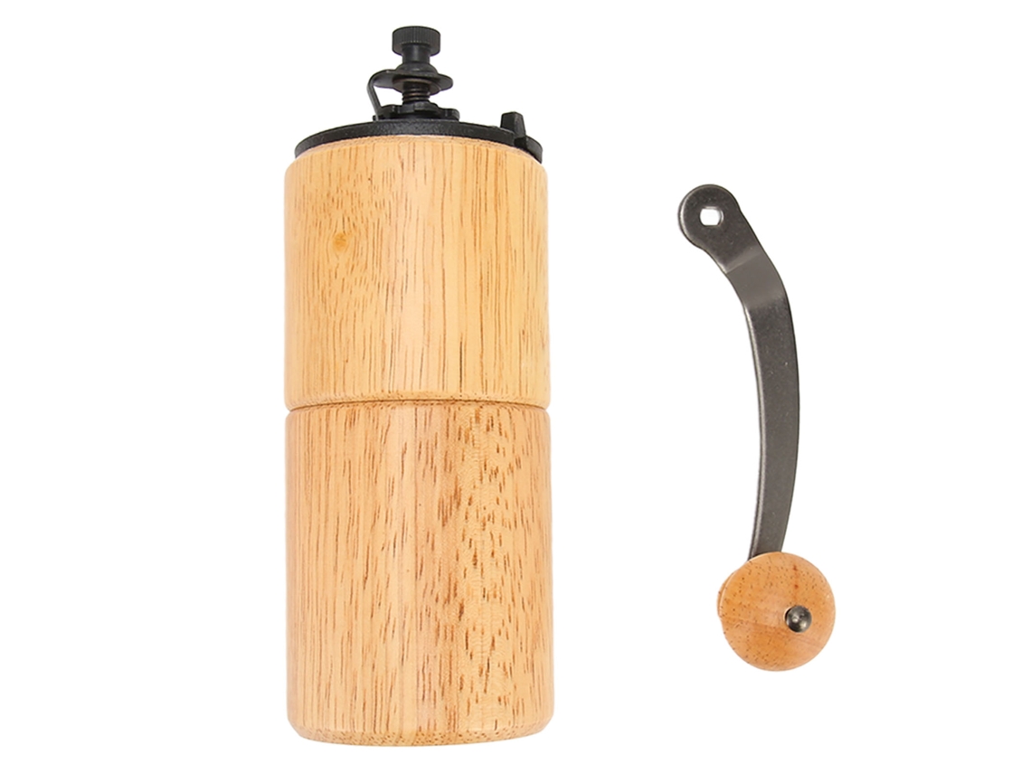 Molinillo de café manual de madera ajustable, de gran capacidad, con manivela, color madera natural.