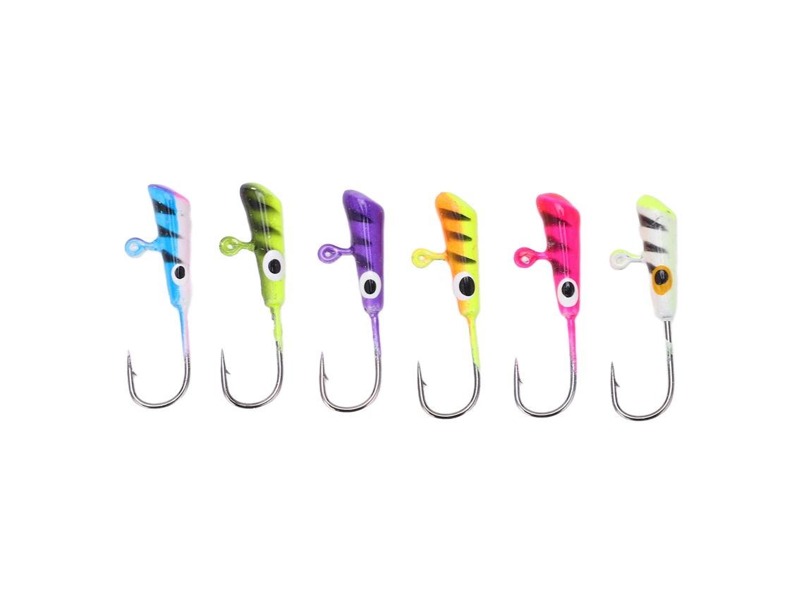 Mini jig para pesca en hielo, 6 piezas, acero al carbono