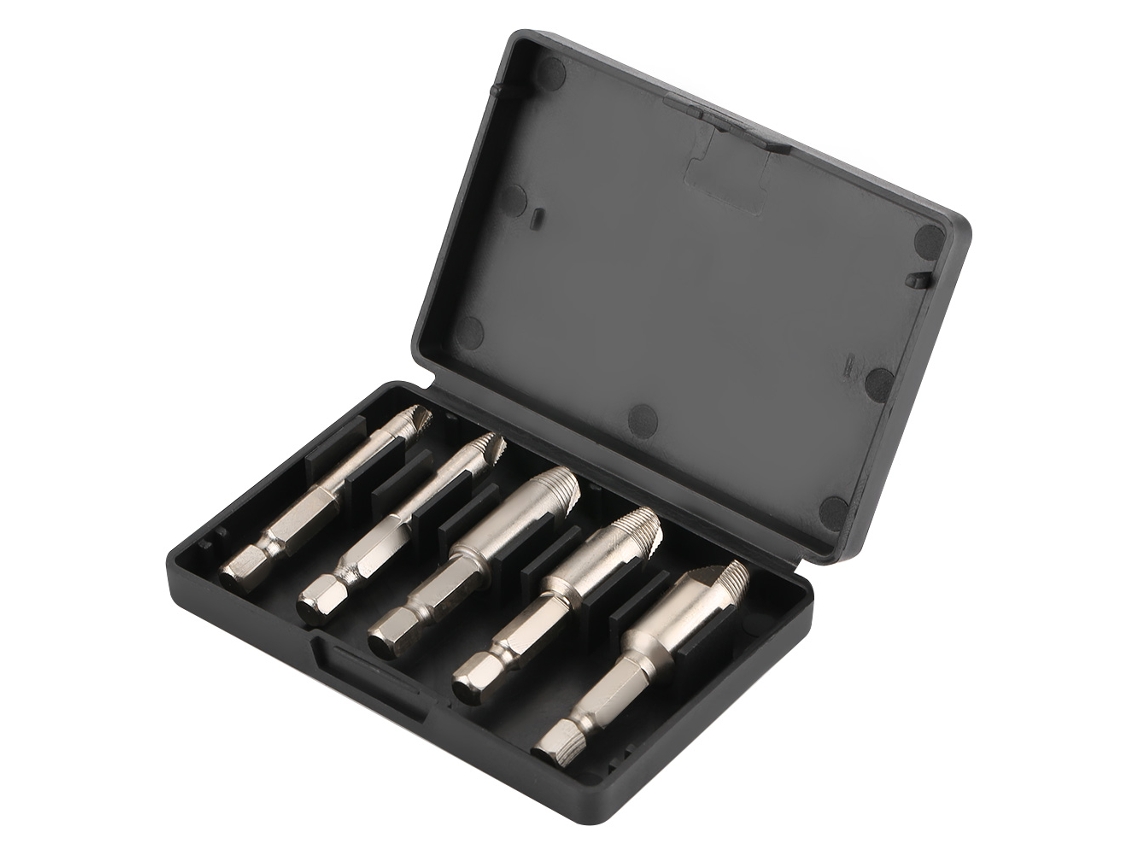Juego De 5 Extractores De Tornillos Hss Prácticos Para Quitar Tornillos Y Tuercas Dañados En Casa.