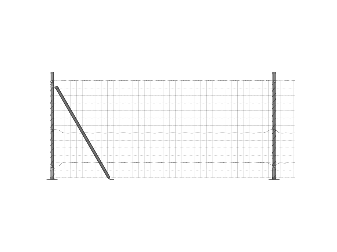 Valla europea Vidaxl con 7 postes con brida, acero con recubrimiento en polvo gris (10 x 1 m)