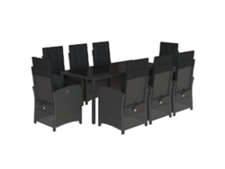 Maison Exclusive - Set De Comedor De Jardín 9 Pzas Y Cojines Ratán Sintético Negro