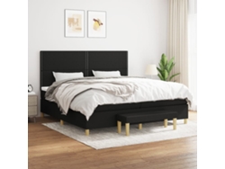 Cama Box Spring Con Colchón Tela Negro 200x200 Cm