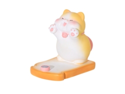 Soporte portátil mini para teléfono Baok con diseño de gato adorable, de resina, ideal para dormitorios y oficinas. Gato naranja.