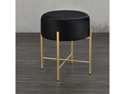 Banco Redondo [EN.CASA] Kungälv Preto/Efeito latão (Poliéster, metal - 44 x 35 cm)