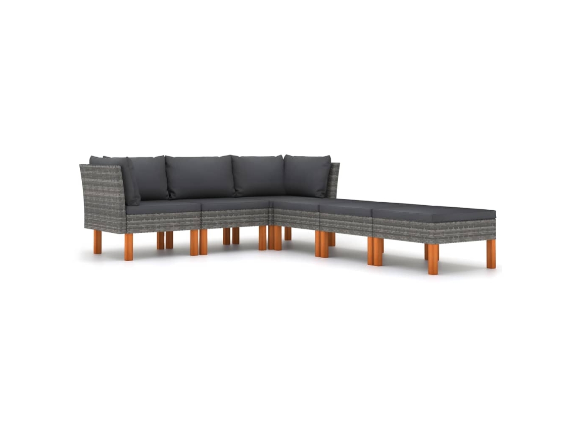 Conjunto de jardín Maison Exclusive de 6 piezas con cojines de mimbre y patas grises.