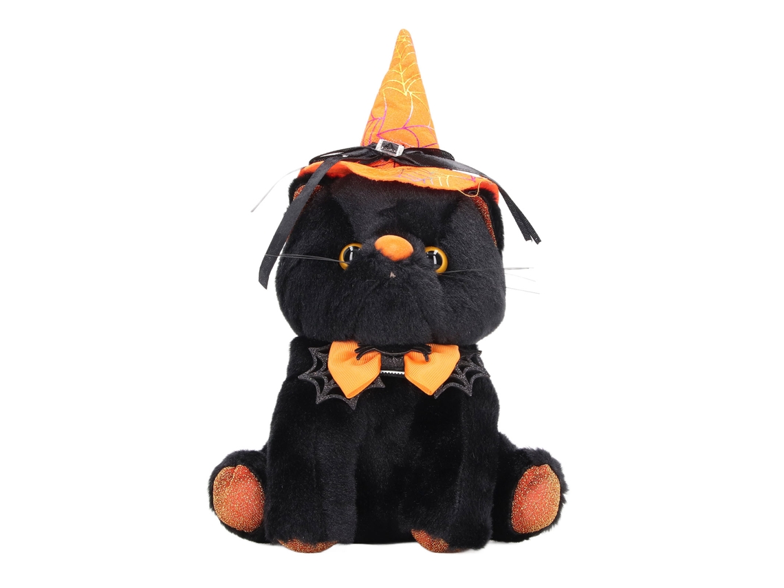 Ats-muñeco De Gatso De Halloween Lindo Coleccionable Peluche Con Sombrero Decoración Para Fiesta Y Hogar Gatso Negro Y Sombrero Naranja