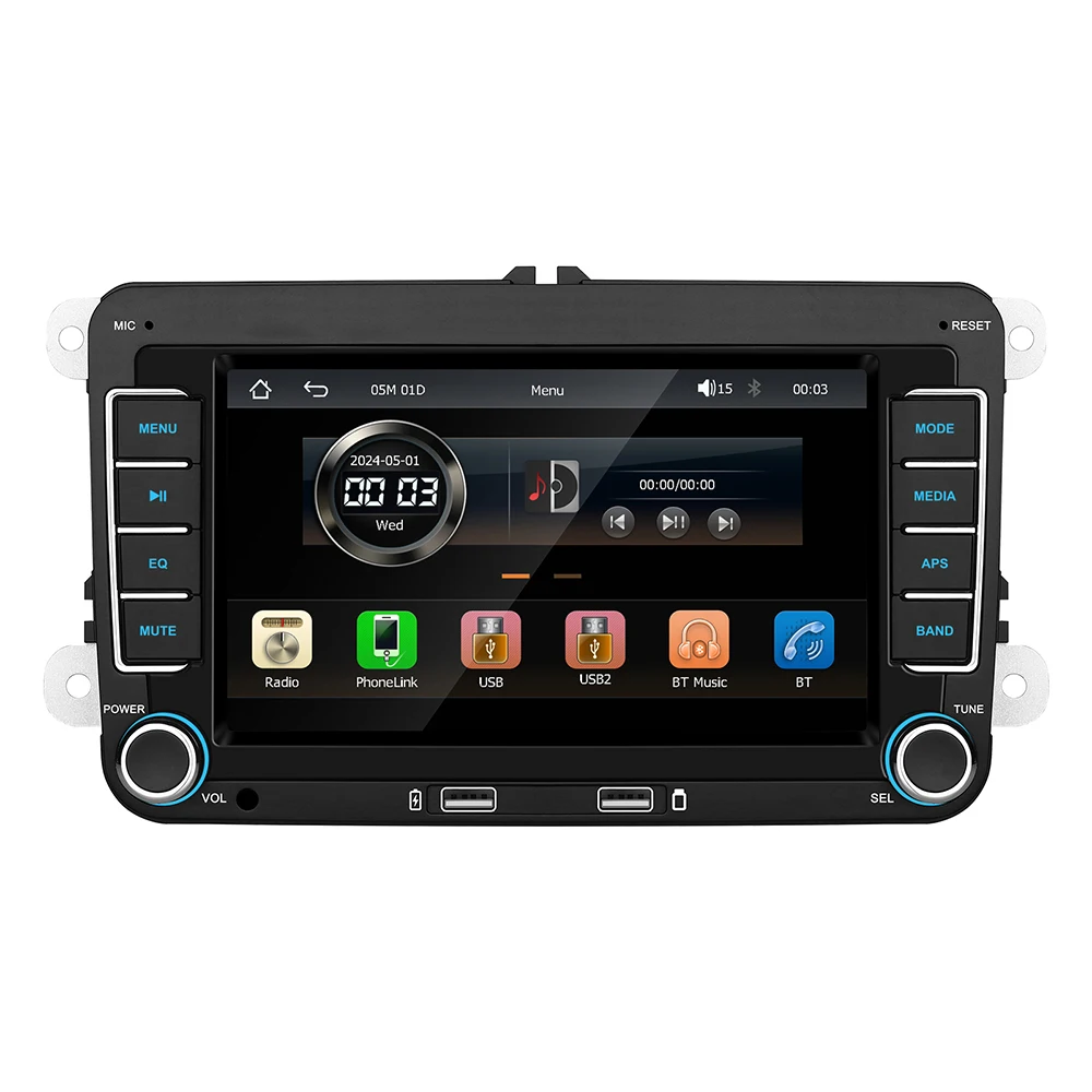 Radio para coche HD de 7 pulgadas y 2 DIN, CarPlay, Android Auto, RDS, AirPlay, audio estéreo.
