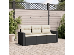 Conjunto de 3 sofás de jardín con cojines de mimbre sintético negro de DKD Home Decor