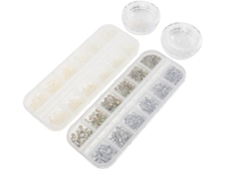 4 Boîtes De Strass Cristal Ab Y Perles Para Nail Art Kit Décoration Ongles 3d À Dos Plat Accesso...