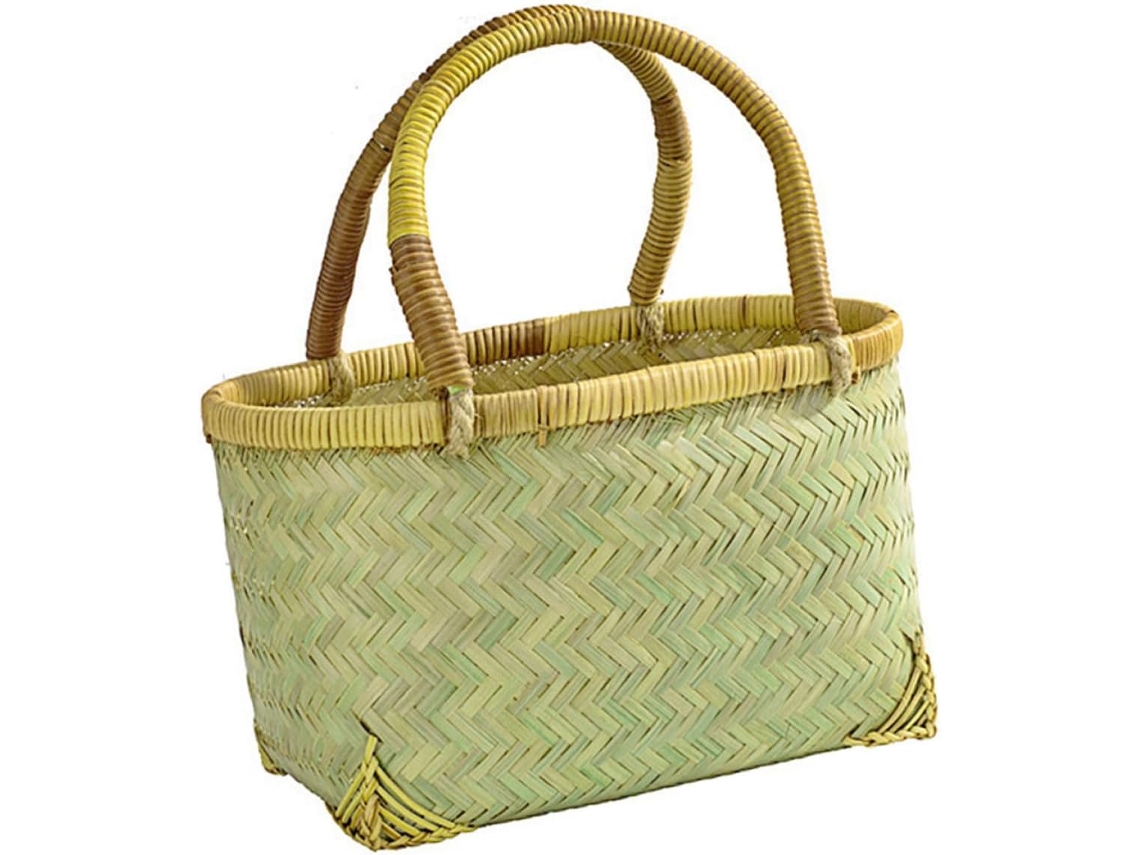 Cesta De Frutas Pequeña Y Portátil De Mimbre De 31 X 21 X 16 Cm.