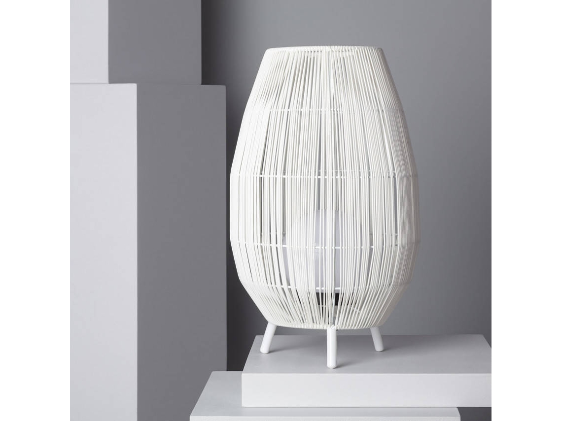 Lámpara de Mesa LEDKIA (Blanco - Pe Ratan - 50x30 cm)