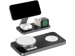 Estación De Carga Inductiva 3 En 1 Compatible Con Cargador Magsafe, Color Negro Y Blanco.
