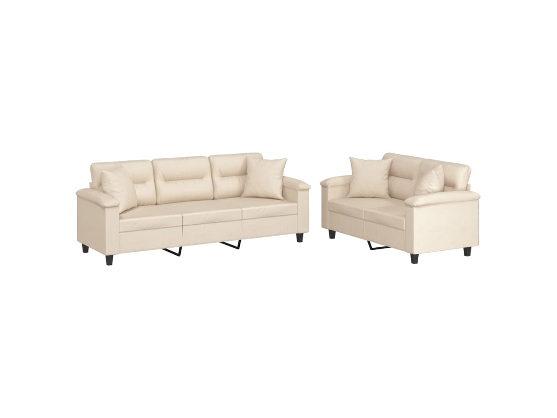 Maison Exclusive - Juego De Sofás Con Cojines 2 Piezas Tela Microfibra Beige