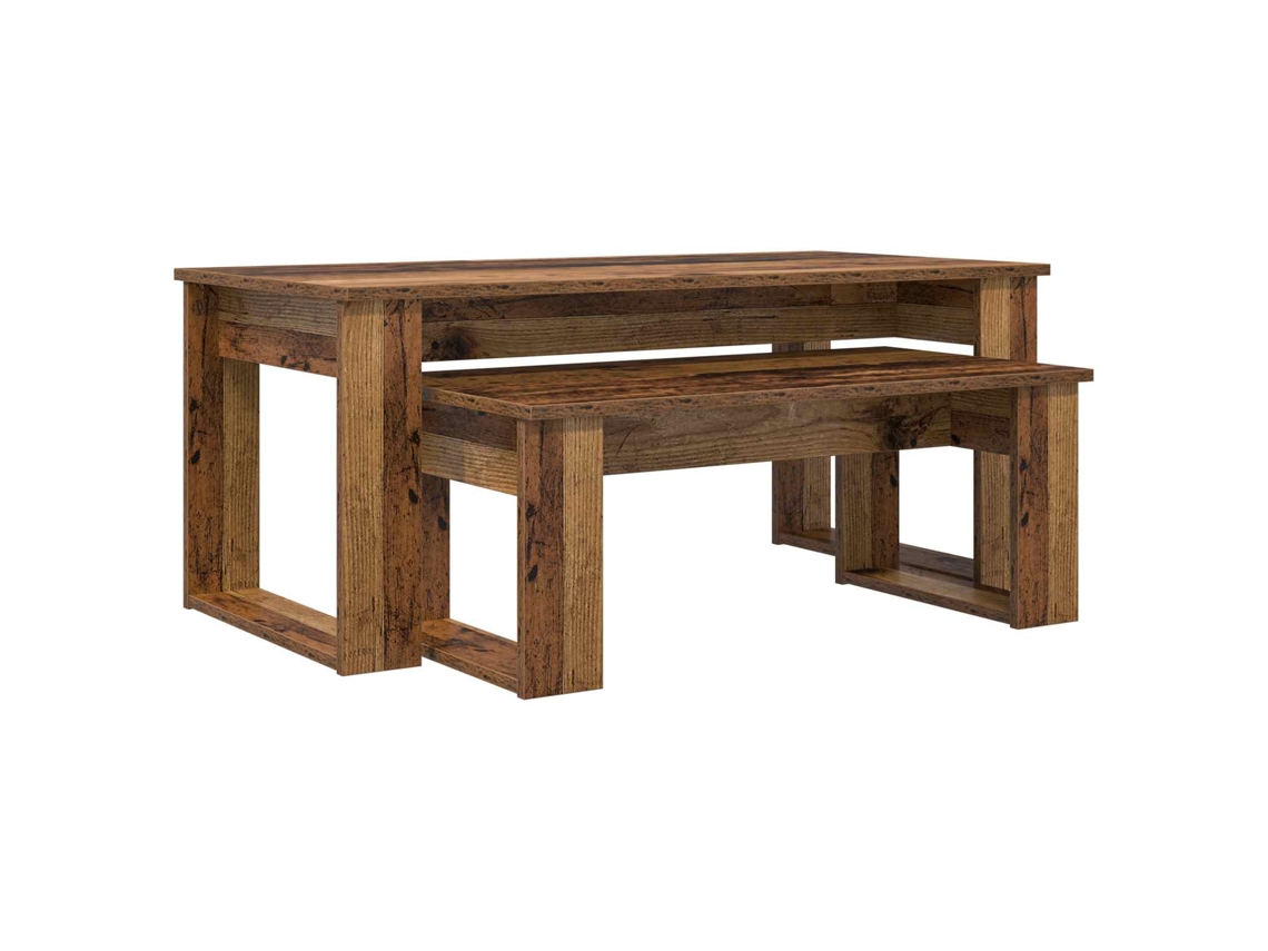 Juego de mesa de centro de madera antigua de 2 piezas EXCLUSIVO DE LA CASA