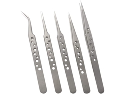 Juego De Pinzas De Precisión De Acero Inoxidable Para Reparaciones Electrónicas Y Manualidades (5 Piezas)