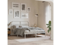 Estructura Cama Sin Colchón Con Cabecero Metal Blanco 135x190cm