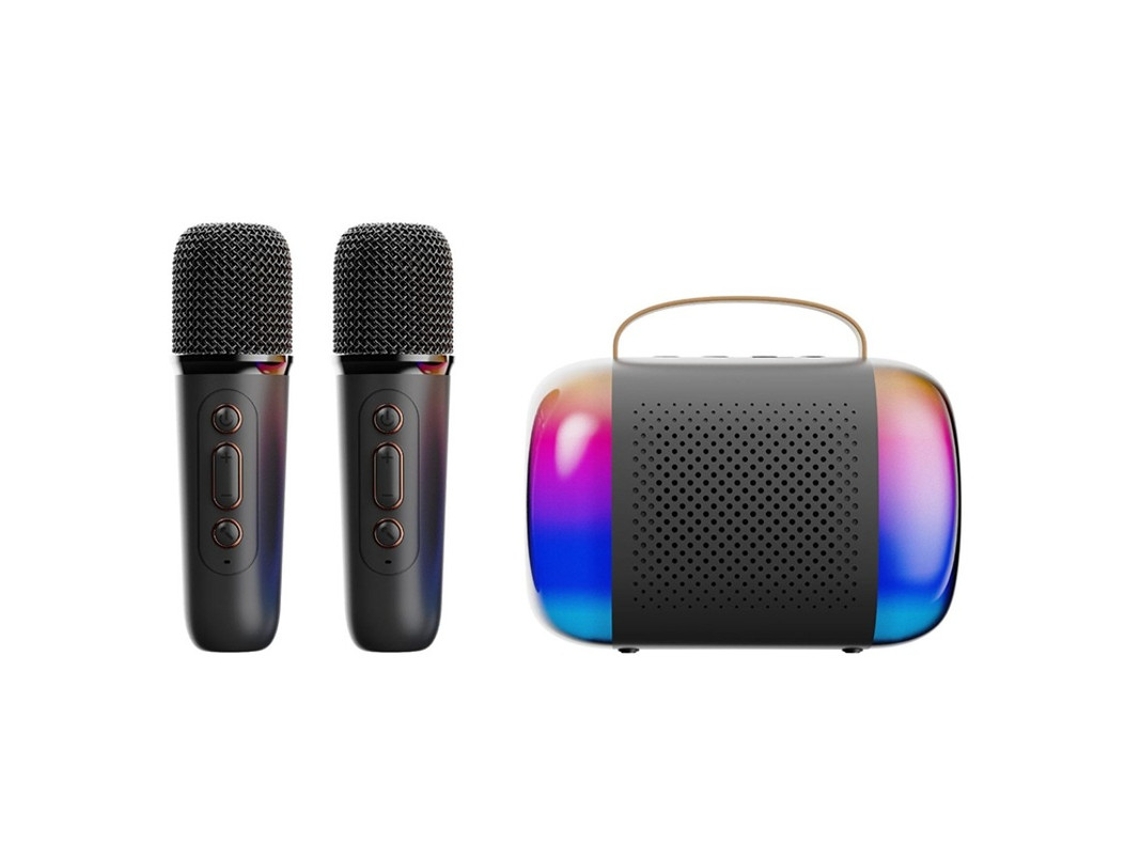 Mini máquina de karaoke para niños y adultos. Altavoz Bluetooth portátil con 2 micrófonos inalámbricos y luz LED RGB para niños y niñas. Yizhood