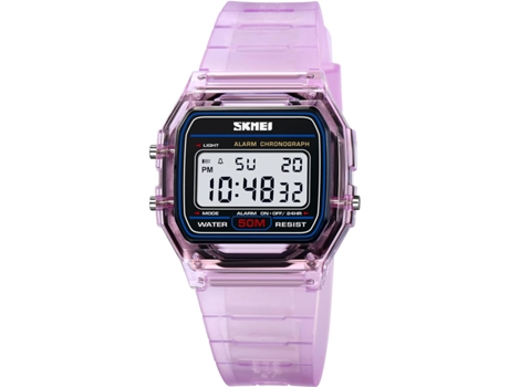 VEANXIN Reloj digital Reloj electrónico LED resistente al agua con correa de acero inoxidable cuadrada-Blanco
