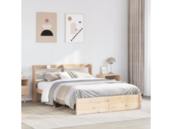 Cama De Matrimonio | Cama Para Adultos | Estructura De Cama Con Cabecero Madera Maciza Pino 160x200 Cm