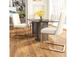 Juego De 4 Sillas De Terciopelo Beige Con Diseño De Diamante Y Patas Doradas.