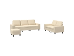 Maison Exclusive - Juego De Sofás 3 Piezas Tela Color Crema