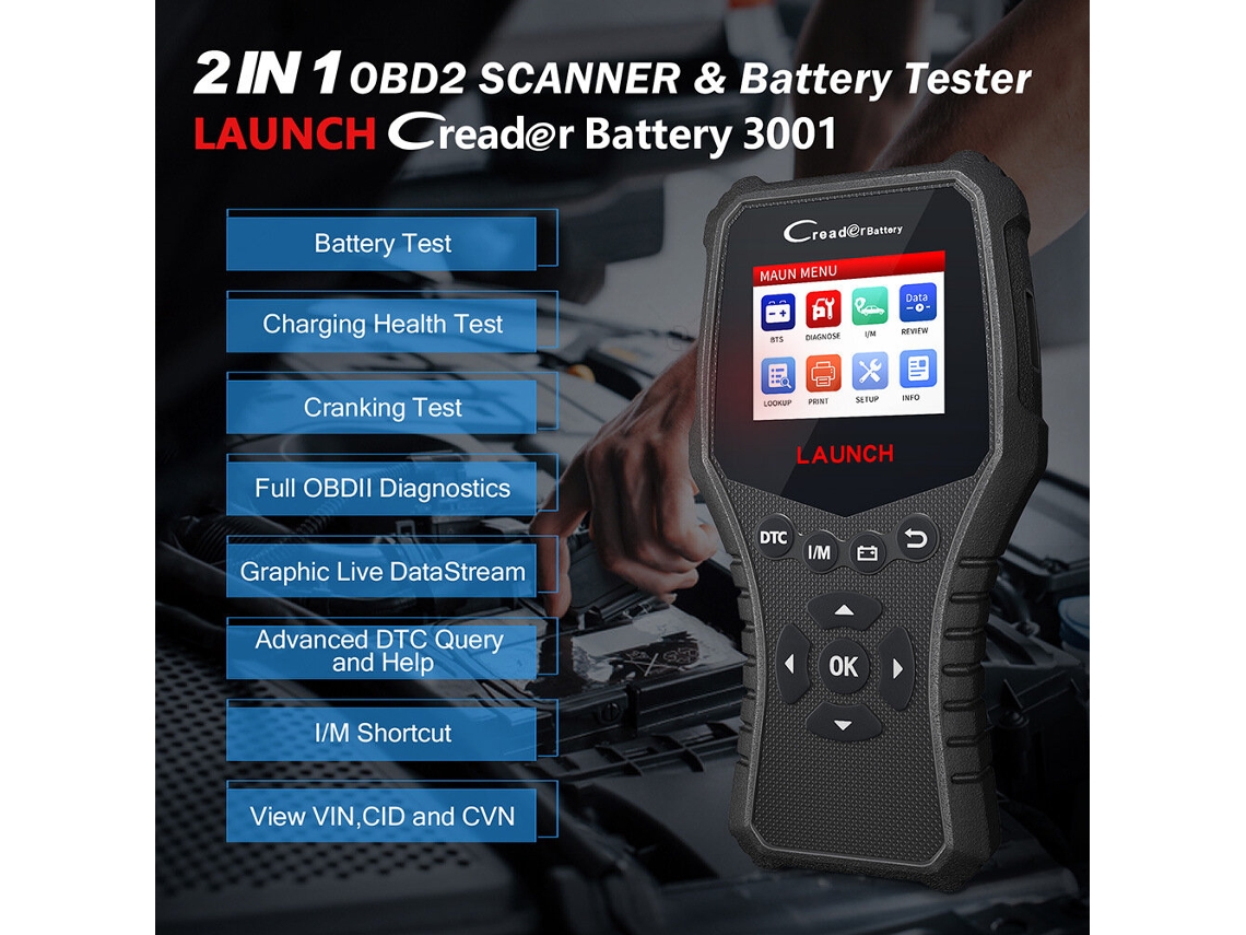 Comprobador de batería 2 en 1 Launch 431 CRB3001 OBD2, herramientas de diagnóstico y escáner, actualización gratuita para motor PK CR3001 BST360