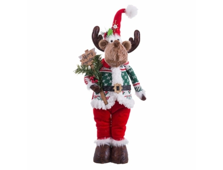 Adorno Navideño Multicolor Metal Tejido Reno 20 x 13 x 58 cm