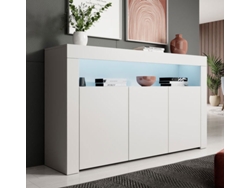Aparador Alays con luces LED blanco mate 155x91,5x37 cm Diseño moderno Domensino