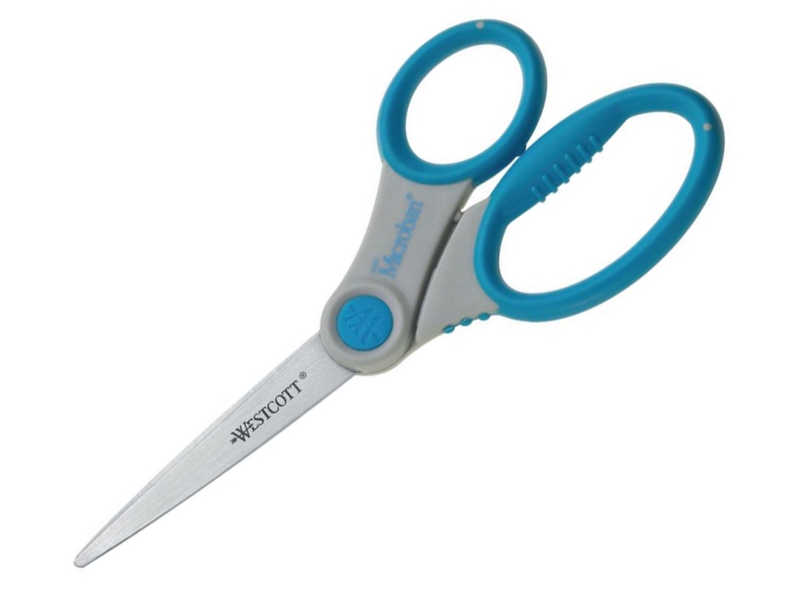 Tijera WESTCOTT Soft Grip Microban (Gris y Azul - 17.7cm)