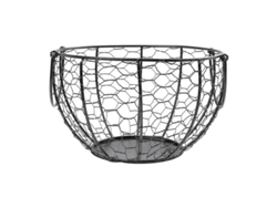 Cesta decorativa de alambre de hierro para huevos, multifuncional para almacenamiento y decoración de mesa, negra, 20x20cm
