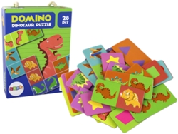 Juego de lógica de doble cara con dominó de dinosaurios, 10 cm x 5 cm, 28 piezas. B.active
