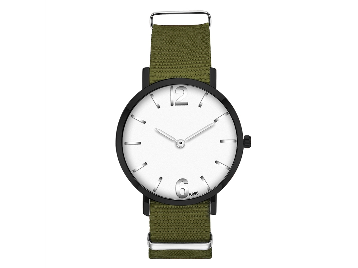 Reloj De Pulsera De Cuarzo Para Hombre Con Correa De Nailon, Informal, Elegante, Verde Militar.