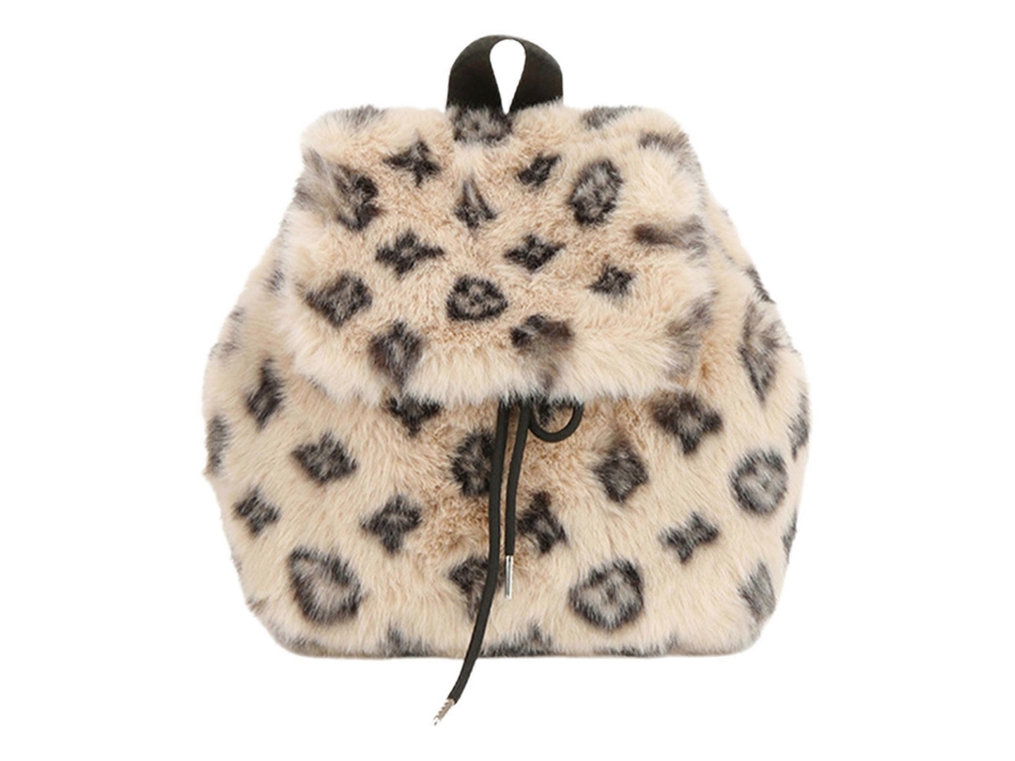 Mochila escolar moderna y cómoda con amplio espacio para libros y accesorios de viaje. Estampado de leopardo color caqui.