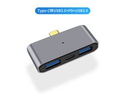 Estación de fondeo YIZHOOD 3 EN 1 Tipo C Tipo-C a USB 2×3.0 PD Multi-Function OTG Expansion HUB gris