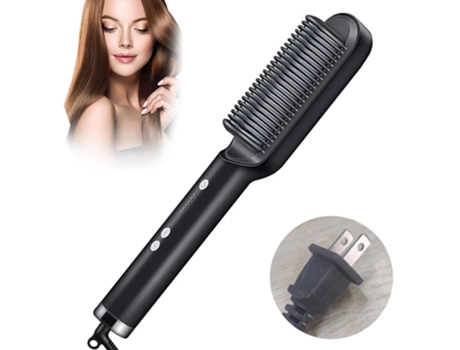 peine alisador de pelo iónico: cepillo alisador de pelo y plancha para un calor uniforme, ajustes de temperatura y pantalla LED, herramientas profe...